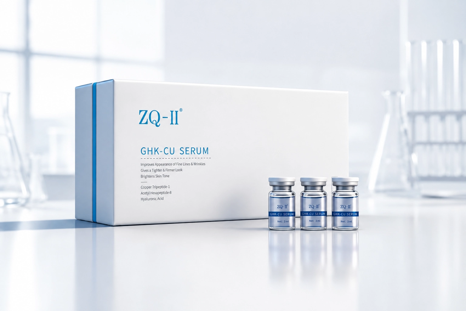 ZQ-II GHK-CU copper peptide serum supporting skin regeneration and anti-aging skincare